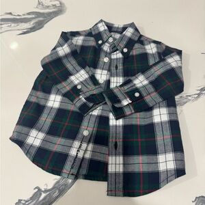Janie and Jack Green, White & Navy Plaid Button-Down Shirt